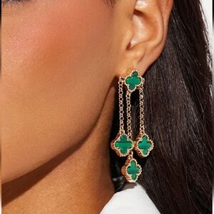 Alhambra 4 Leaf Clover Green Gold Earrings FIRM PRICE